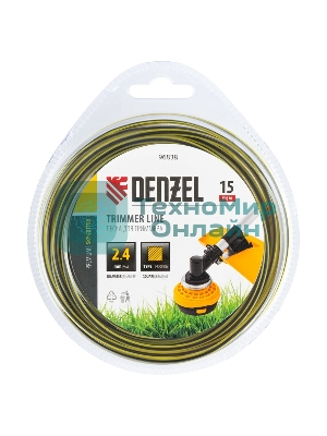Леска для триммера Denzel двухкомпонентная квадратная, 2,4мм х 15м, блистер SkyCutter