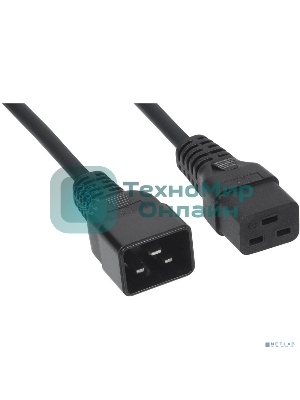 Шнур ввода/вывода Cabeus, IEC 60320 С19, вилка IEC 60320 С20, 3 м, 16А, из кабеля 3х1,5 мм², черный