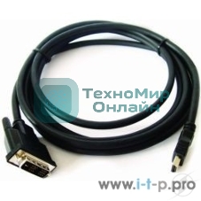 Кабель HDMI-DVI Cablexpert CC-HDMI-DVI-10, 19M/19M, single link, медь, позол.разъемы, экран, 3.0м, черный, пакет