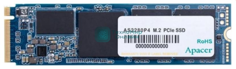 Накопитель SSD Apacer AS2280P4, 512Gb, M.2 2280, PCIe 3.0 x4, NVMe, R/W 2100/1500