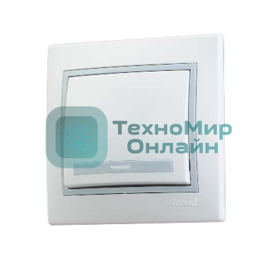 Выключатель 1-кл. СП Мира 10А IP20 бел./сер. LEZARD 701-0215-100
