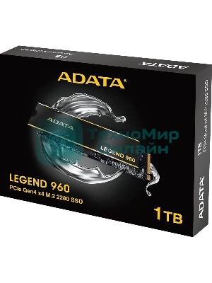 Накопитель SSD ADATA LEGEND 960, 1Tb, PCIe 4.0 x4, M.2 2280, NVMe, R/W 7400/6000, с радиатором