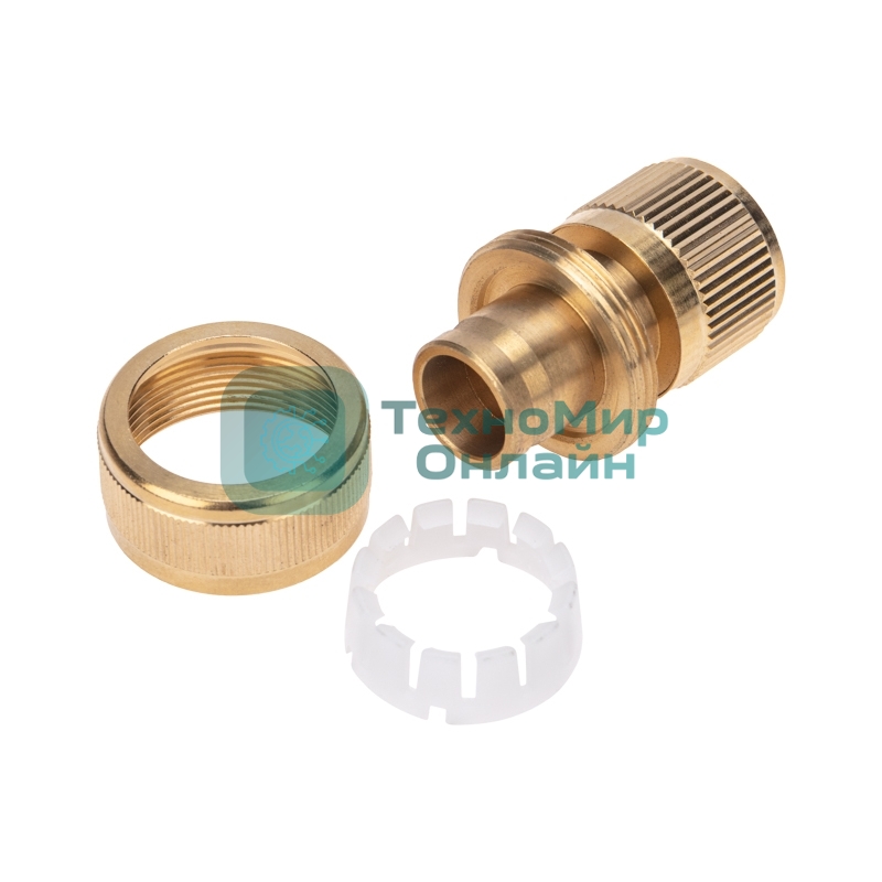 Коннектор латунный, быстросъемный, для шланга 3/4 Четыре Сезона