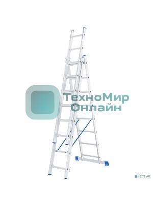 Лестница Сибртех, 3 х 8 ступеней, алюминиевая, трехсекционная