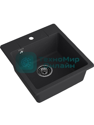Мойка GRANFEST URBAN 245 1-чаша 450x490мм, монтаж: врезной, материал: кварц, черный