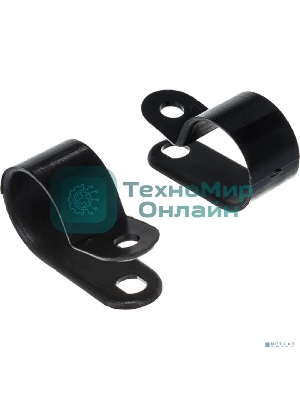 Кабельная скоба под винт Rexant 16 мм, черная, упаковка 50 шт.