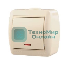 Выключатель 1-кл. ОП Ната 10А IP20 с подсветкой крем. LEZARD 710-0300-111