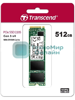Накопитель SSD 512GB Transcend MTE220S, 3D TLC NAND, M.2, PCI-E 4x [ R/W - 2800/3500 MB/s]