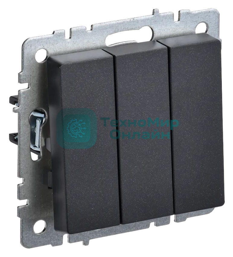 Выключатель 3-кл. СП BRITE ВС10-3-0-БрЧ 10А черный IEK BR-V30-0-10-K02