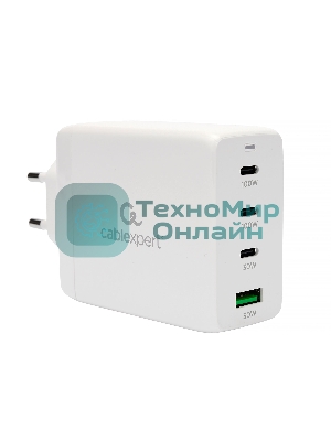 Зарядное устройство Cablexpert MP3A-PC-66 100Вт GaN, 5A, QC5.0/PD, 3xType-C, 1xUSB, белый, коробка