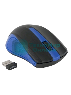 Мышь беспроводная Oklick 485MW черный/синий, 1200 dpi, радиоканал, USB, кнопки - 3