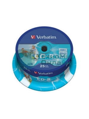 Диск CD-R Verbatim 700Mb 52x Cake Box (25шт) Printable (43439)