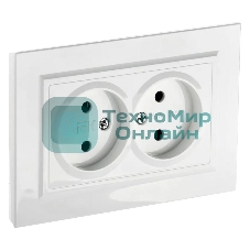 Розетка 2-м СП BRITE РС12-2-БрБ 10А в сборе без заземл. без защ. шторок белый IEK BR-R20-10-K01-F