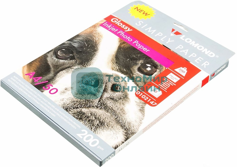 Фотобумага Lomond Simply 0102147 A4/200г/м2/50л./белый CIE148% глянцевое для струйной печати