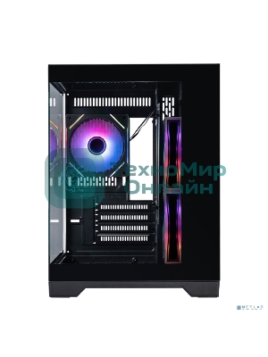 Компьютерный корпус 1STPLAYER MEGAVIEW MV5-TP ARGB черный mATX 3x120мм ARGB fans MV5-TP-BK-2FC7R-1FC7