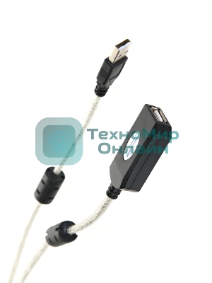 Кабель-адаптер Aopen/Qust USB2.0-repeater, удлинительный активный Am-->Af 20м (ACU823-20M) 6938510851345