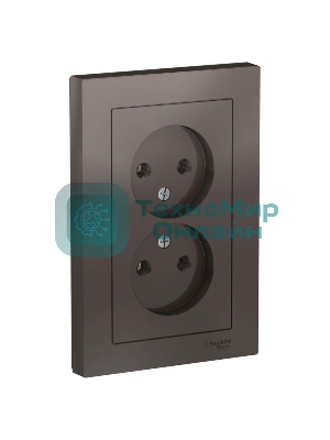 Розетка 2-м AtlasDesign без заземл. 16А в сборе мокко SchE ATN000620