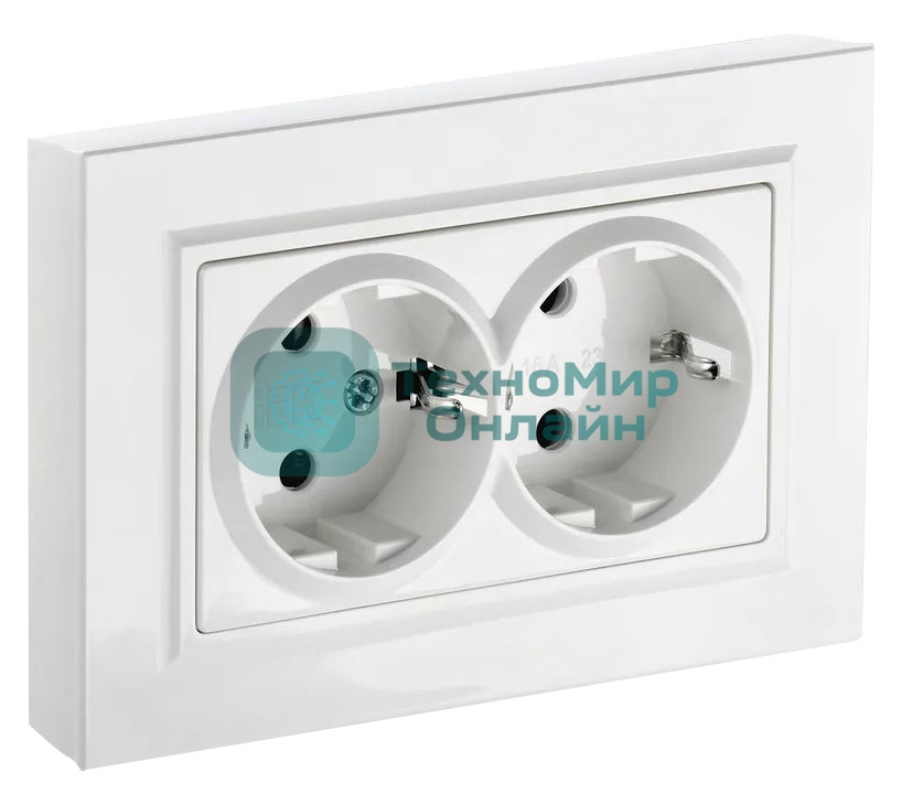 Розетка 2-я с з/к без з/ш IEK BRITE 16А в сб. РС12-3-БрБ белый