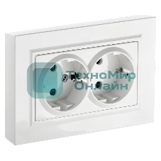 Розетка 2-я с з/к без з/ш IEK BRITE 16А в сб. РС12-3-БрБ белый