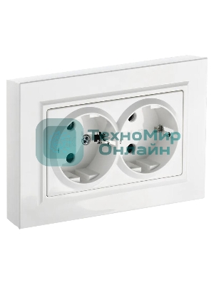 Розетка 2-я с з/к без з/ш IEK BRITE 16А в сб. РС12-3-БрБ белый