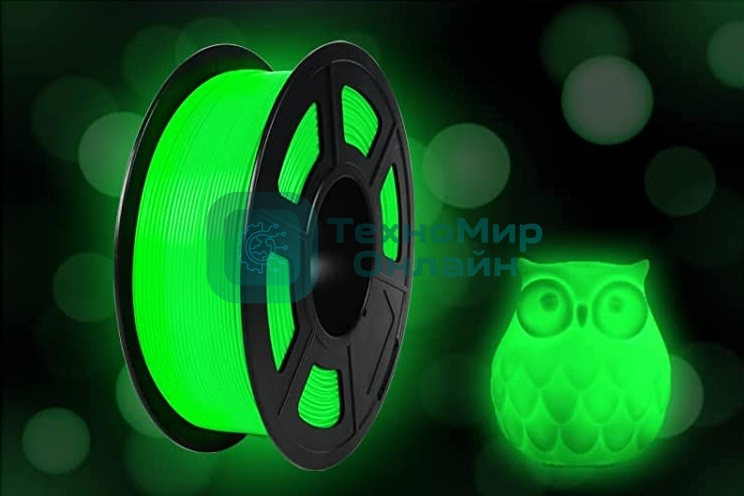 Филамент NVPrint PLA Noctilucen (Glow In the Dark) Green для 3D печати диаметр 1.75мм длина 330 метров масса 1 кг
