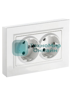 Розетка 2-я с з/к/ш IEK BRITE 16А в сб. РСш12-3-БрБ белый