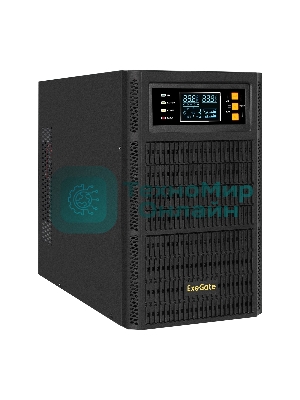 Источник бесперебойного питания On-line ExeGate PowerExpert TL-3000.96V.LCD.AVR.3SH.USB.RS232.SNMP 3000VA/3000W, On-Line, PF=1, LCD, 3*Schuko, RS232, USB, SNMP-slot, встроенные батареи 12V 7.2Ah - 8шт, возможность подключения до 4 внешних батарейных блоков 96В, Tower, металлический корпус, черный