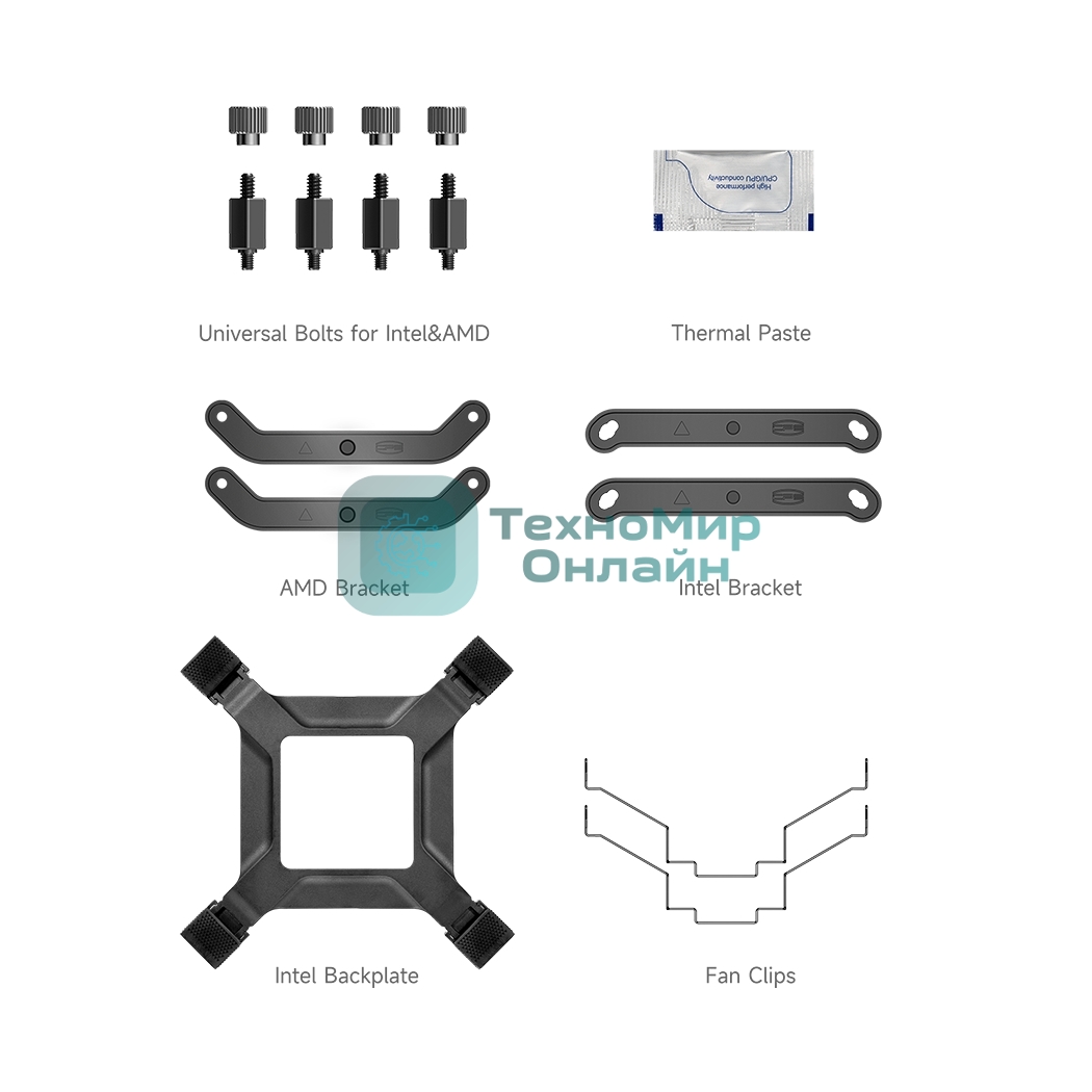 Кулер для процессора PCCooler RT500 Digital черный 120мм алюминий+медь 2200rpm 32db 4-pin 240W
