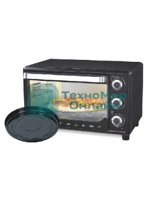 Мини-печь Sakura SA-7002BP 48л, духовка 2000Вт, механ.управление, 3 режима работы духовки (верх, низ, верх+низ), таймер на 60 минут, регулировка температуры духовки, комплектация - металлическая решетка, противень, форма круглая для выпечки (300х50 мм), ухват. чёрный.