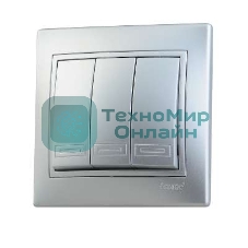 Выключатель 3-кл. СП Мира 10А IP20 метал. сер. LEZARD 701-1010-109