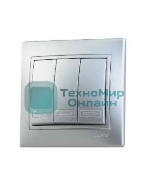 Выключатель 3-кл. СП Мира 10А IP20 метал. сер. LEZARD 701-1010-109