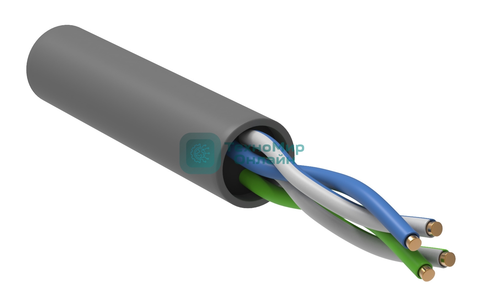 Кабель информационный ITK LC1-C5E02-111-100 кат.5е U/UTP не экранированный 2X2X24AWG PVC внутренний 100м серый