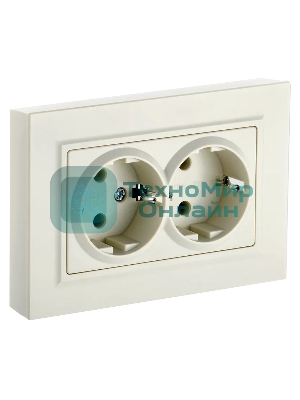 Розетка 2-я с з/к/ш IEK BRITE 16А в сб. РСш12-3-БрКр беж.