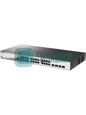 Коммутатор управляемый D-Link DGS-1210-28P/ME/B2A 2 уровня с 24 портами 10/100/1000Base-T и 4 портами 1000Base-X SFP (24 порта с поддержкой PoE 802.3af/802.3at (30 Вт), PoE-бюджет 193 Вт)