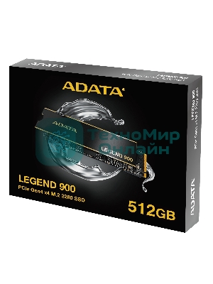 Накопитель SSD ADATA LEGEND 900, 512Gb, PCIe 4.0 x4, M.2 2280, NVMe, R/W 6200/2300, с радиатором