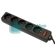Сетевой фильтр Defender ES, 3.0 м, 5 розеток, черный