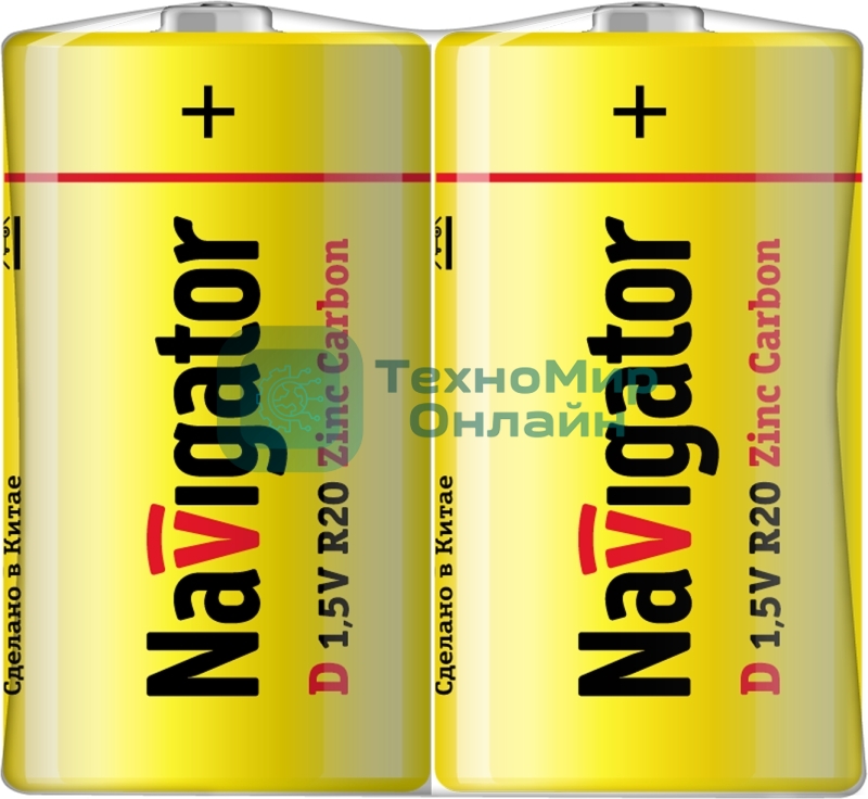 Элемент питания солевой Navigator NBT-NS-R20-SH2 (шринка 2шт)