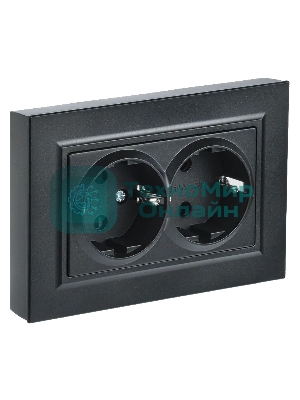 Розетка 2-я с з/к/ш IEK BRITE 16А в сб. РСш12-3-БрЧ черный