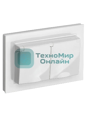 Розетка 2-я с кр. IEK BRITE 16А в сб IP44 РСбш12-3-44-БрБ белый