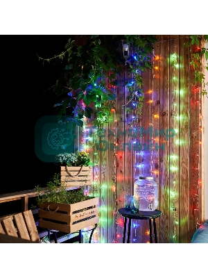 Гирлянда Светодиодный Дождь 3х2 м, свечение с динамикой, прозрачный провод ПВХ, 230 В, диоды мультиколор