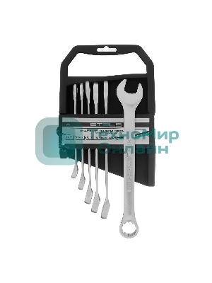 Набор ключей комбинированных Stels 8 - 17 мм, 6 шт., CrV, матовый хром