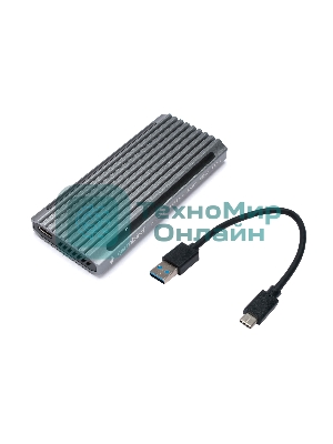 Внешний корпус Gembird EEM2-SATA-3 USB 3.1 для M2 SATA порт Type-С, RGb подсветка, металл, серебристый