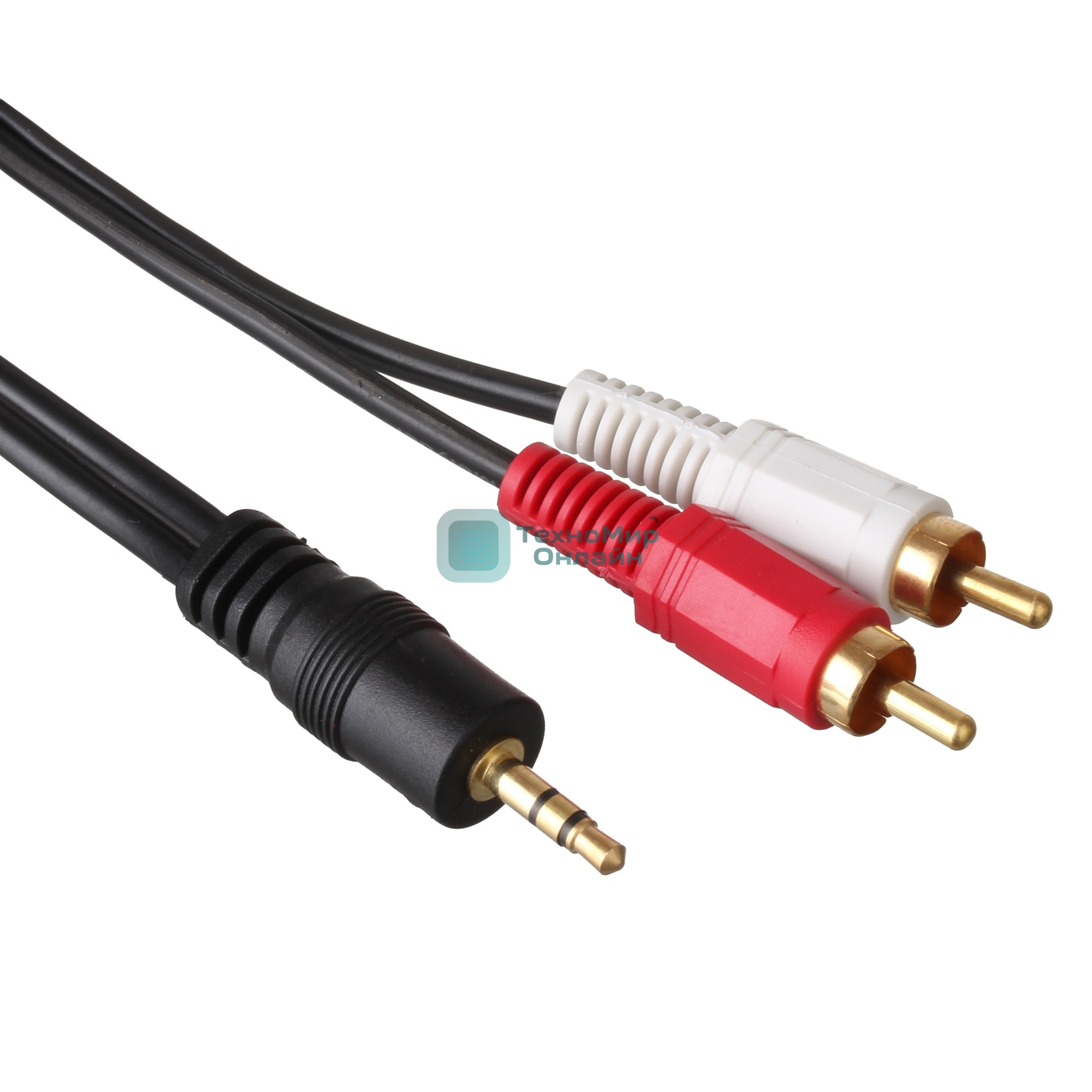 Кабель аудио Exegate 3.5мм Jack M - 2xRCA M 2м позолоченные разъемы