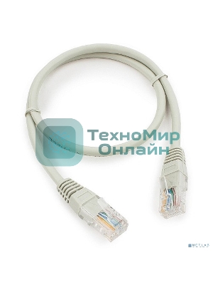 Патч-корд медный UTP Cablexpert PP10-0.5M cat.5, 0.5м, литой, многожильный, серый