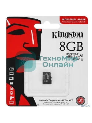 Флеш карта microSDHC 8Gb Class10 Kingston <SDCIT2/8GbSP> Industrial Temperature Class UHS-I без адаптера