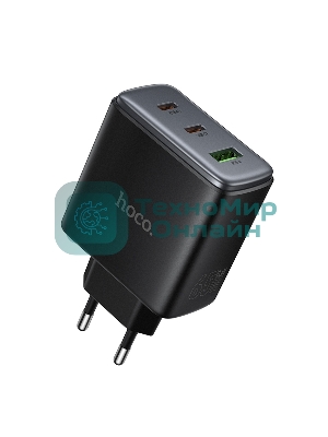 Зарядное устройство Hoco 65Вт, 3.25А, QC3.0/PD, 1xUSB, 2xType-C, C160A, черный, коробка