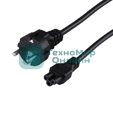 Шнур сетевой Rexant евровилка - евроразъем С5, кабель 3x0,75 мм², длина 1,8 м. (для питания ноутбука) (PVC пакет)