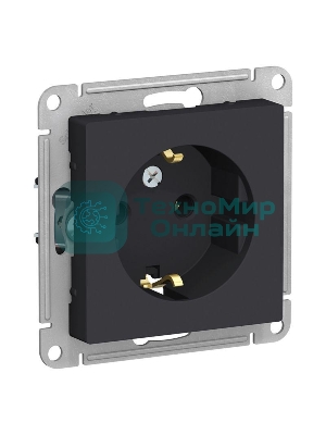 Механизм розетки 1-м СП AtlasDesign с заземл. 16А карбон SchE ATN001043