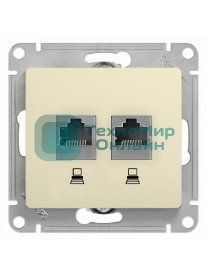 Механизм розетки комп. 2-м Glossa RJ45+RJ45 кат. 5е беж. SchE GSL000285KK