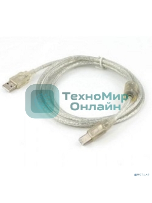 Кабель Cablexpert USB2.0 Pro, AM/BM, 2м, экран, 2 феррит.кольца, прозрачный (CCF-USB2-AMBM-TR-2M)